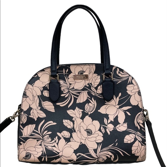 kate spade Handbags - Kate Spade Pink Black Floral Satchel Purse Bag